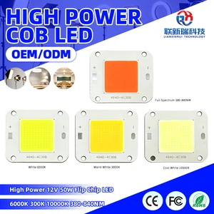 12V 50W Flip-chip COB LED Light Source 6000K White Solar Street Light Module Garden Pathway Yard Security Flood Light