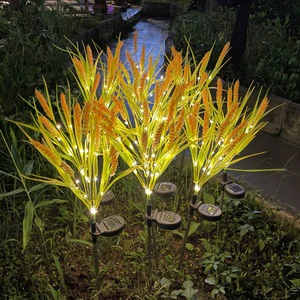 LED Solar IP65 Garden Lights Seven-Headed Wheat Ear Rice Grain-Shaped Post Lights 2700K Soft Warm White Green Renewable Energy