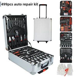 499-Piece Tool Set Mechanic Tool Set 187-Piece Tool Box Ratchet Open End Wrench Hardware With Trolley