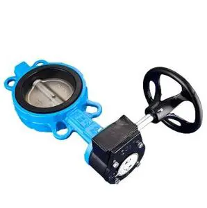 Manual Wafer Center Butterfly Valve Turbine Worm Gear Ductile Iron DN150 Gas Water Oil Acid Normal Temperature