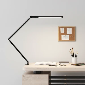 Modern Flexible Foldable Long Arm LED Desk Lamp 360 Degree Spin Flicker-Free Electric 3-Color Temp Dimmable Reading Room Simple