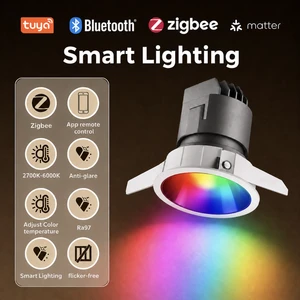 LED Downlight Dimmable Smart Control For Hotel Commercial Recessed Lighting Rgb 4 Inch 6 Inch Dual-Zone CEILING Light With Night