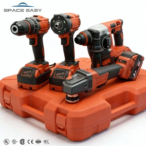 Best Quality Brushless Lithium Battery Powered 4 in 1 Cordless Electric Drill Wrench Hammer Power Tools MKT Combo Kit Set