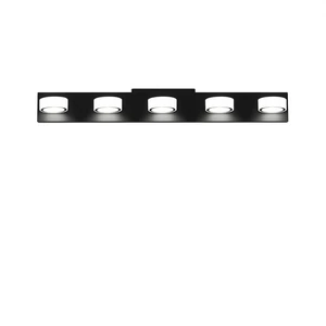 Modern 5-Light LED Vanity Light Fixture 37 Inch Black Aluminum Wall Mounted for Bathroom Mirror Warm White 3500K