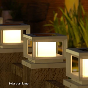 IP44 Waterproof LED Gate Pillar Light White/Black Color Body Solar Powered Outdoor Fence Post Light E27 Base Wall Decor