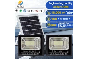 One Panel with 2 Lights 100W 200W 300W Solar Flood Light with LED 6V/10W Poly Solar Panel Wall Mount ABS Lamp Body
