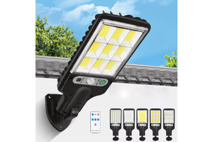 Outdoor Solar LED Street Light for Road Human Body Sensing Remote Control IP65 Waterproof ABS Material 6000K Daylight 120 Beam
