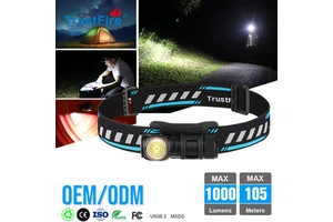 OEM TrustFire MT15 1000LM LED Super Bright Magnetic Flashlight Headlamp IP68 Waterproof Emergency Work USB-C Camping