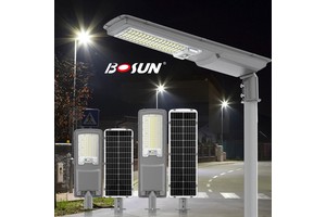 BOSUN All In One Solar Street Light IP65 Waterproof Intelligent Light Control Sensing High Quality Integrated Solar Street Light