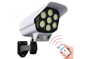 Outdoor Waterproof 77 LED Solar Spotlight Wall Street Lamp Motion Sensor Dummy Camera for Home Yard Garden Consumer Electronics