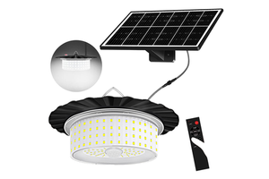Solar Shed Barn Light Indoor Outdoor 244 LED Solar Pendant Light 5 Modes Solar Motion Sensor Light with Remote IP65 Waterproof
