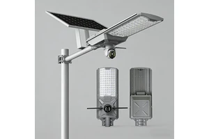 Solar Street Light with 6V 42W Solar Panel Build in 40Ah Battery with 4G AOV Camera Outdoor 1 Lens and Night Color Vision