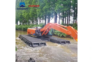 All-Terrain 27-30 Ton Modified Amphibious Excavator With 10.3m Pontoon Tracks For Wetland Projects