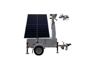 New Arrival Mobile Solar IP65 Lighting Tower With 7m Manual Mast 4x100W LED DC24V 5000K Daylight For Parking Lot