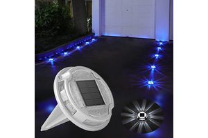 Solar Driveway Lights Solar Ground Lights 2 Colors in 1 Led Deck Light Waterproof Driveway Warning Step Wireless