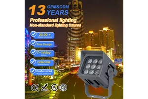 High Quality 16W-128W LED Floodlight AC Powered RGB Color Temperature Narrow Beam Angle IP67 Rating for Hotels Outside Lighting