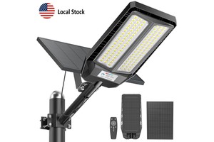 High Brightness Split Panel Solar Street Light IP65 Waterproof Outdoor LED Road Lamp with Motion Sensor for Parking US Warehouse