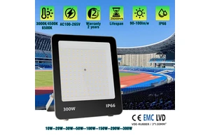 100W 150W 200W 300W Max30000lm Ip66 Waterproof 4KV 2 Years Warranty DOB Led Floodlights Commercial Outdoor Flood Light