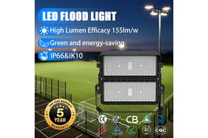 XINDECO LED Flood Light IP66 240W-960W Lumileds 155Lm/W Die Cast Aluminum 150 Spot/Flat Beam 4100K Color Temp F10 Model Sports