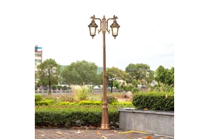 Streetlight Led New Chinese-style Retro Outdoor Waterproof High-pole Lamp for Residential Gardens and Villas, Double-headed Cour