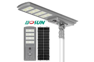 BOSUN Solar Panel StreetLight Ip65 Outdoor Waterproof All In One Solar Street Light Two Installation Methods