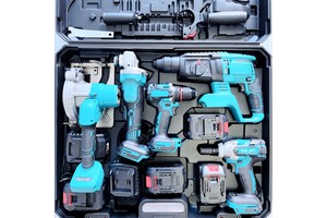 20V Rechargeable Lithium Battery Electric Trigger Tool Set Four-Piece Hammer Angle Grinder Cutting Machine Hard Case 1-Year