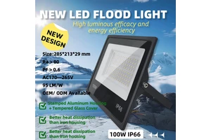 High Cost-Performance IP66 Aluminum LED Flood Light 100W Tempered Glass Cover Warm White Long Lifespan Outdoor Garden Lighting