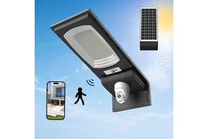 300W Integrated Street Light With Security Camera Support Voice Chat IP65 Wifi Solar Powered Street Lamp With PIR Motion Sensor