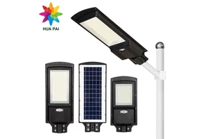 HUAPAI Brightest Light Control IP65 ABS Streetlight 500 1000 W All in One Integrated Solar Led Street Lamp