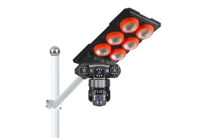 IP66 4G Solar Street Lamp 4MP PIR Security Camera Dual Lens LED Luminaire WiFi Night Vision Two-Way Audio Built-In Siren