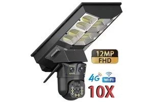 12mp Integrated Street Light With Security Camera Support Voice Chat IP65 Wifi Solar Powered Street Lamp With PIR Motion Sensor