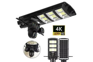 Smart V380 4g Solar Street Light with Camera Outdoor Cctv Ptz Dual Lens Smart Security Lamp Sim Card Powered Night Vision