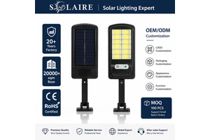 OEM Solar Wall Light PIR Motion Sensor COB 180 LED Outdoor Garden Lamp IPX4 ABS Remote Control Patio Street Custom Logo