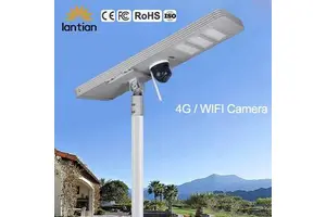 Solar Lamp With Camera IP65 Waterproof Battery Powered APP Control Aluminum All One LED Solar Street Light CCTV Camera 4G WIFI