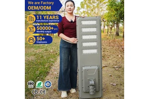 High Lumen All in One Project Use Ip65 300W 400W 500W 6500K Integrate Aluminum Pc Smd Outdoor Led Solar Street Light