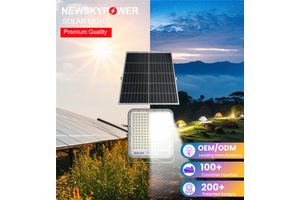 High Brightness Waterproof IP66 300w Solar Powered Flood Light With Mono Panel 180°Nano-PC Reflector for Outdoor Street ParkLamp