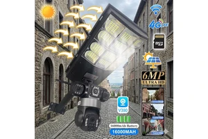 Solar Low Power Battery Street Lamp V380pro App Two Way Voice Alarm Color Night Vision Solar Powered Camera With AI Detection