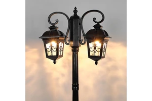 2M Height Dual Head LED Garden Courtyard Lamp High Lumen IP65 2-Year Warranty Outdoor Pole Lamp for Community Villa Park Street