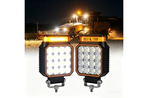New 12V 18W Waterproof Aluminum Alloy 4inch Excavators LED Work Light Amber Warning Strobe Flood Beam IP67 Rated Construction