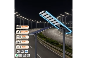 11000LM Streetlight Outdoor Project 120AH Integrated Road Lamp Engineering All In One Outdoor LED Solar Street Light