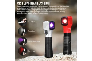 CT21 Industrial Dual-Directional LED Work Light 1200LM IP68 Magnetic Inspection Lamp Spotlight Floodlight Rechargeable 5000mAh
