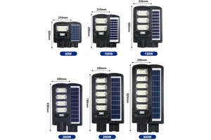 High Power Outdoor Light Ip65 Waterproof 50 100 150 200 250 300 W Residence Integrated All in One LED Solar Panel Street Lamp