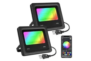 RGBW LED Flood Lights Remote Control 20W IP66 Waterproof Dimmable Outdoor/Indoor Garden Color Change Light Music Function Timing