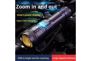 Super Bright Aurora Cannon LED Floodlight Large Outdoor Patrol Spotlight 1000+ Lumens 400-500M Long-Range Zoom USB-Charged IP65
