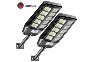 Solar Powered High Quality Security Light 130LM/W Remote Dimmable Street Lamp for Roadways Suburban Pedestrian Walkways 2Pack