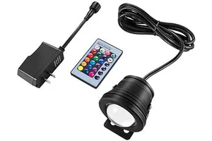 10W RGB LED Flood Light With Remote Control Waterproof Outdoor Ground LED Spotlights For Garden US Plug (DC/AC 12V) IP65 Rating