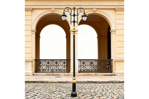 European-style Courtyard Lamp, Vintage Outdoor Waterproof Community Street Lamp, Garden Villa Road Home Use Double-head High-pol