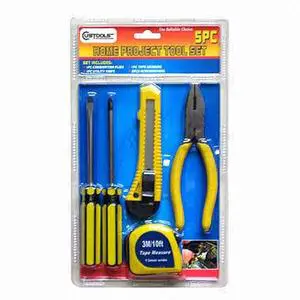 Hand Tool Kit High Quality 5-piece Home Project Tool Set With Double Blister Packing