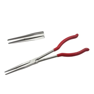 Customizable 290mm Total Length PVC Handle Crimping Fishing Plier for Long Chain Nose Jewelry Making Serrated Jaws DIY Grade OEM