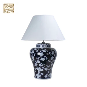 Wholesale Ceramic Vintage Desk Lamps E27 Flower and Birds Decoration Light Porcelain Bed Side Table Led Lamp for Home Decor